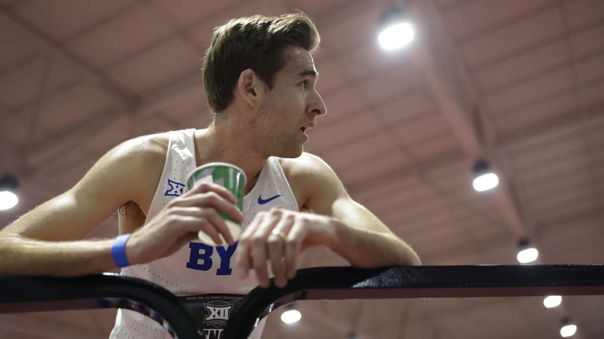 BYU senior Casey Clinger at the Big 12 indoor track and field championships Saturday, March 1, 2025 in Lubbock, Texas.