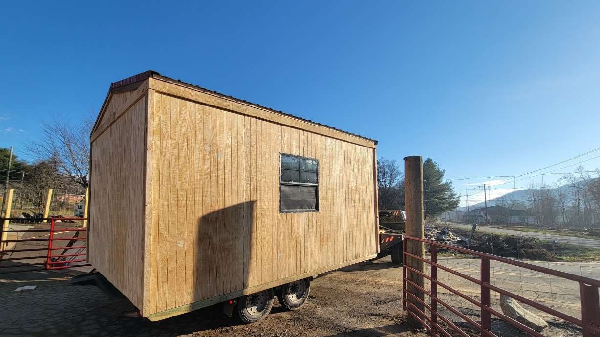 A Utah man went to Western North Carolina to help the area after was ravaged by Hurricane Helene by building temporary shelters, seen in an undated photo.