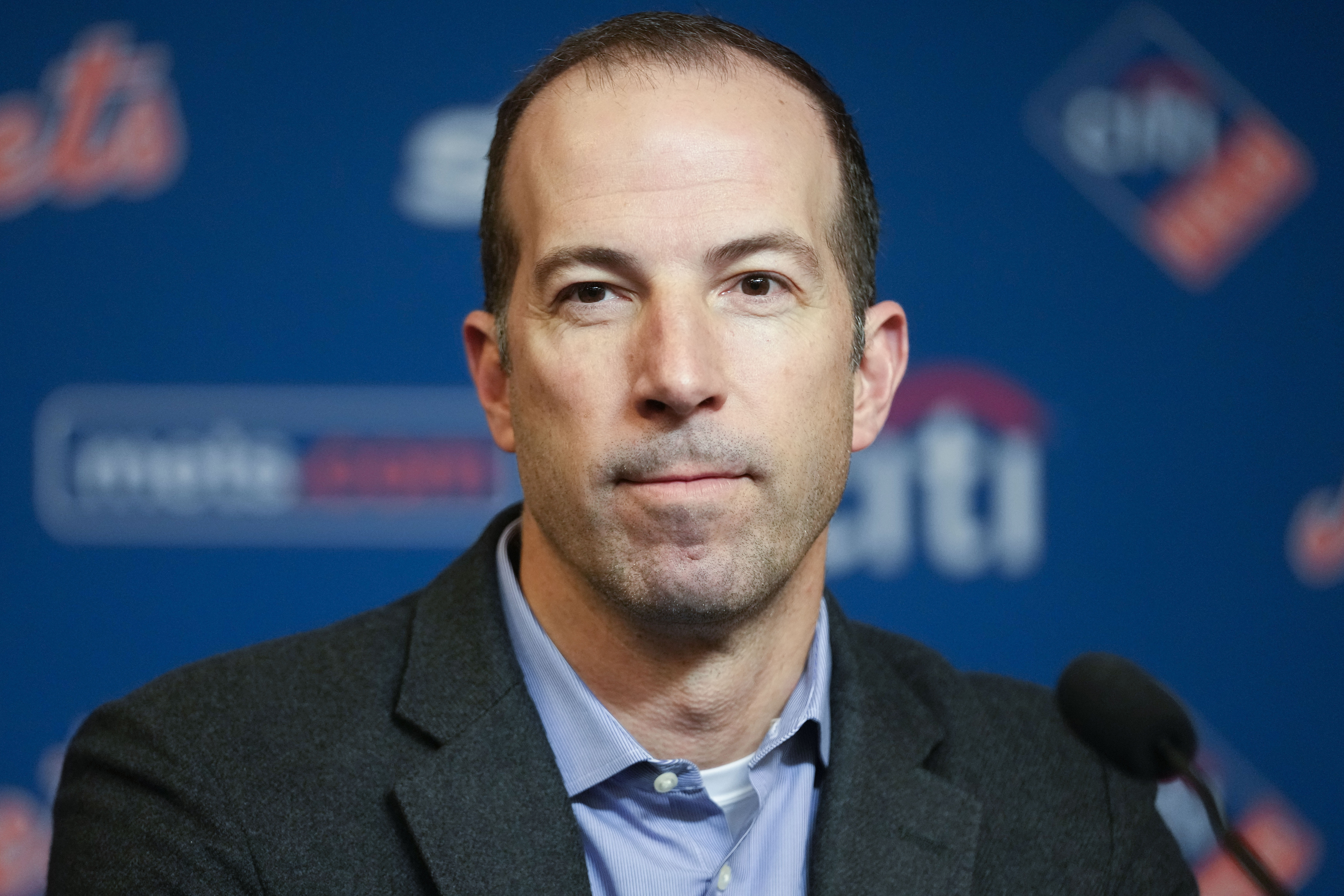 FILE - New York Mets general manager Billy Eppler speaks to reporters during a news conference at Citi Field, Jan. 31, 2023, in New York. 