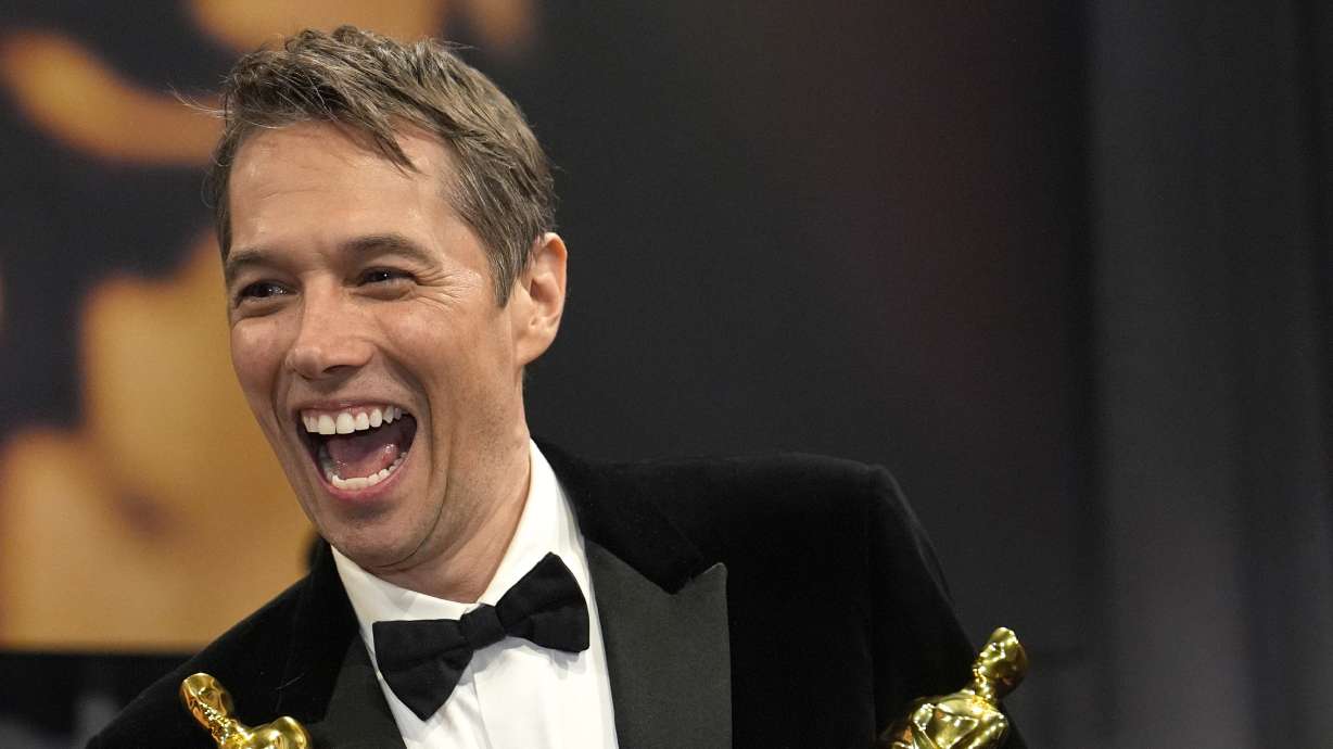 Sean Baker, winner of the awards for best original screenplay, best film editing, best director and best picture for "Anora," attends the Governors Ball after the Oscars on Sunday in Los Angeles.