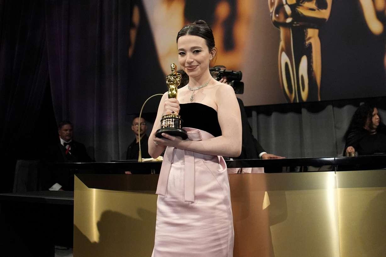 Mikey Madison, winner of the award for best performance by an actress in a leading role for "Anora," attends the Governors Ball after the Oscars on Sunday, in Los Angeles.