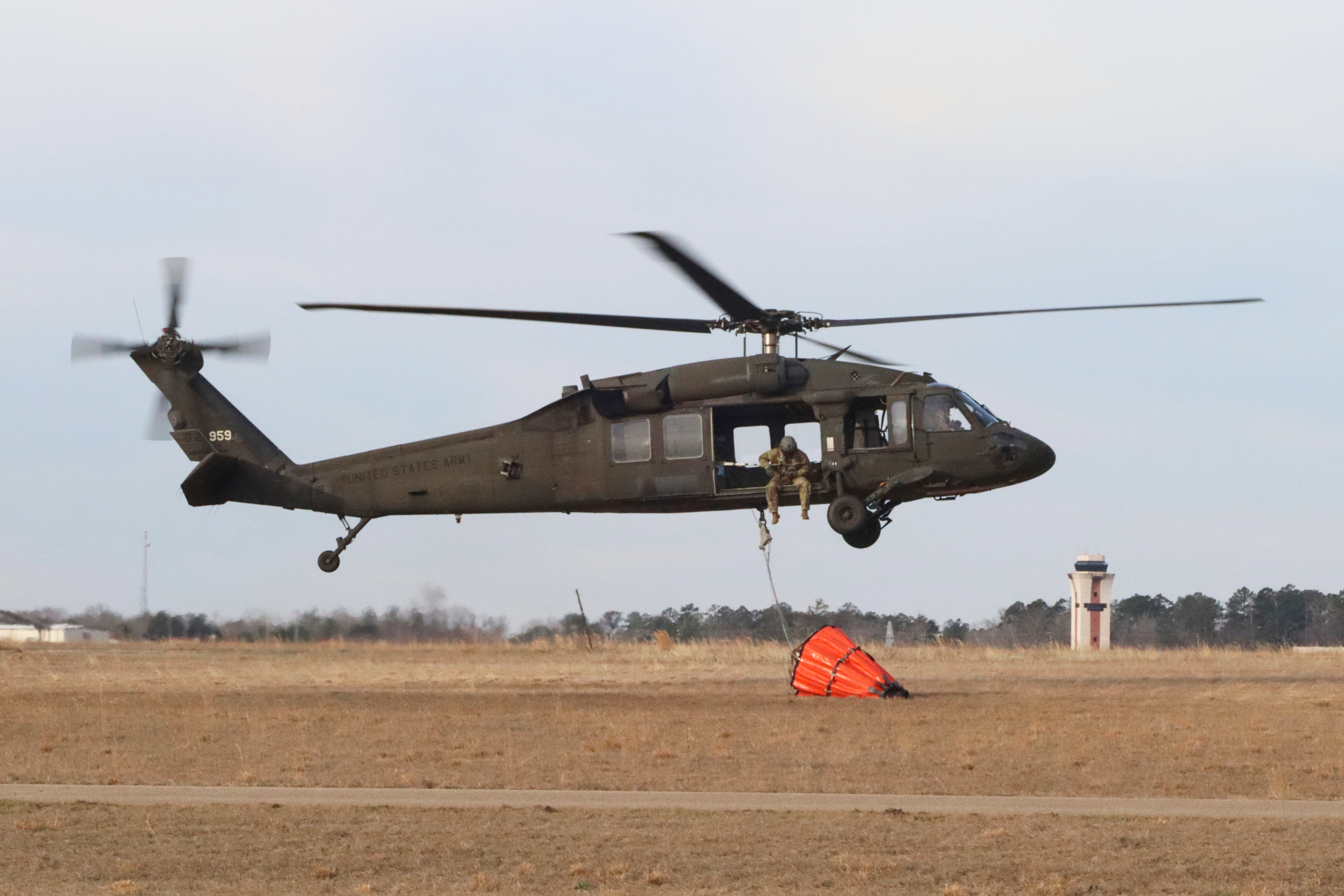 U.S. Army soldiers use Blackhawk helicopters to assist the South Carolina Forestry Commission and the South Carolina Department of Natural Resources with wildfire containment in Horry County, S.C., March 2, 2025. Senators questioned the Army's "ambitious" spending proposals in a subcommittee hearing on Tuesday.