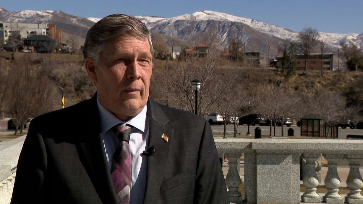 Ross Ford, executive director of the Utah Home Builders Association, speaks with KSL-TV at the Capitol on Thursday.