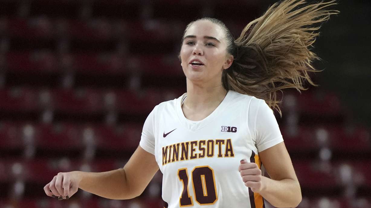 FILE - Minnesota guard Mara Braun looks on during an NCAA basketball game against Oregon State, Nov. 16, 2024, in Tempe, Ariz.