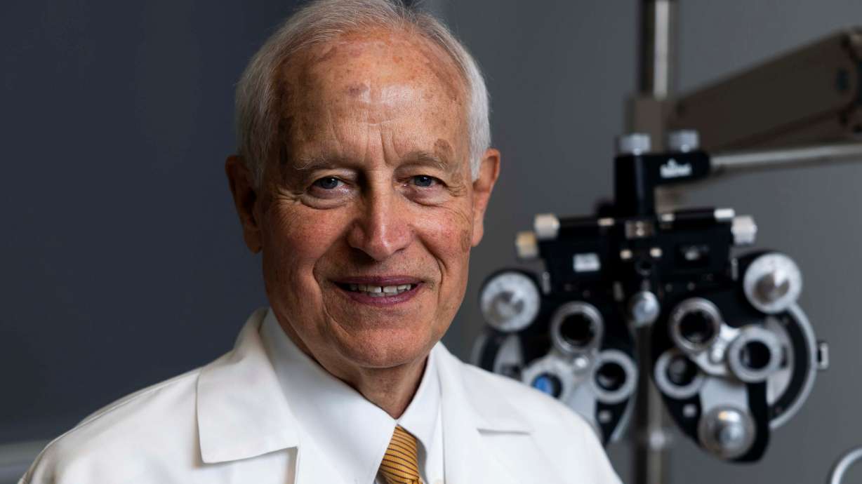 Dr. Randall J Olson, one of the founders of the Moran Eye Center, poses for a photo in a examination room at the Moran Eye Center in Salt Lake City on Jan. 27. The CEO of the center is retiring.