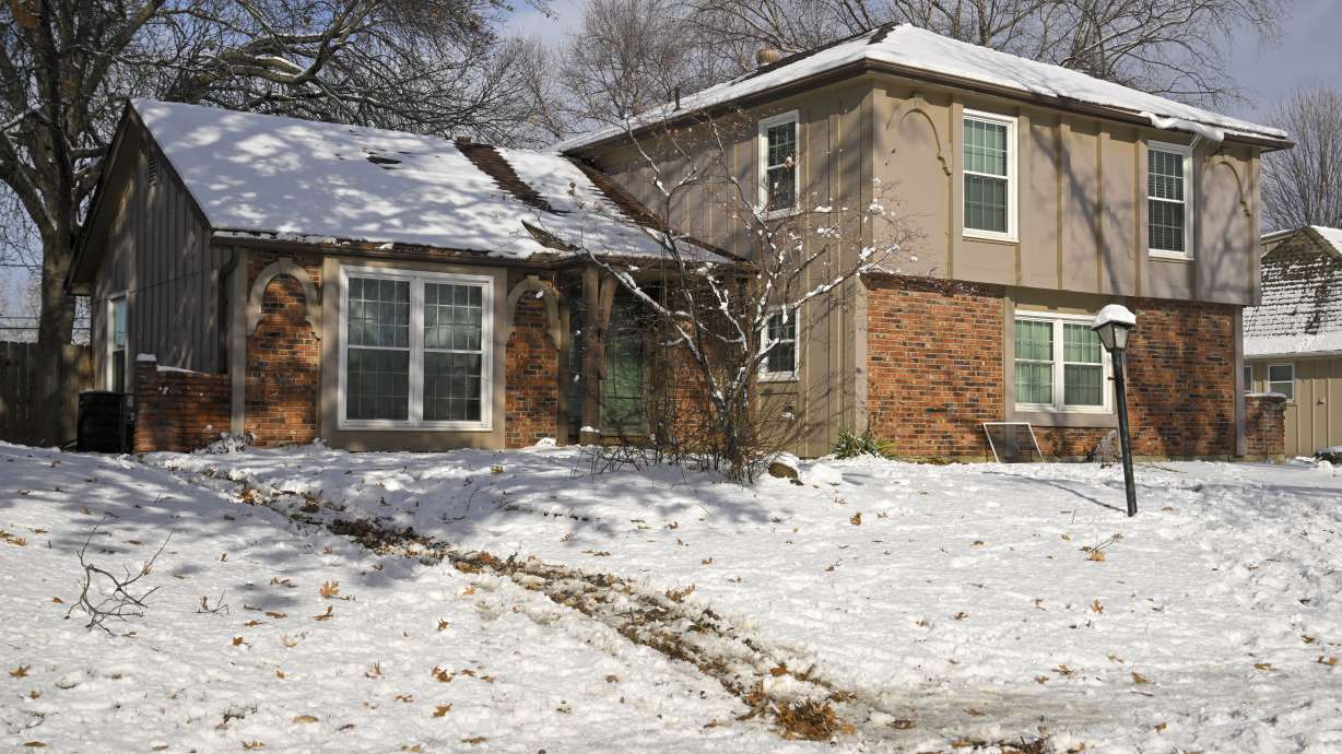 FILE - This Wednesday, Jan. 10, 2024 photo shows Jordan Willis' house in Kansas City, Mo., where three Kansas City Chiefs NFL football fans were found dead in the backyard.