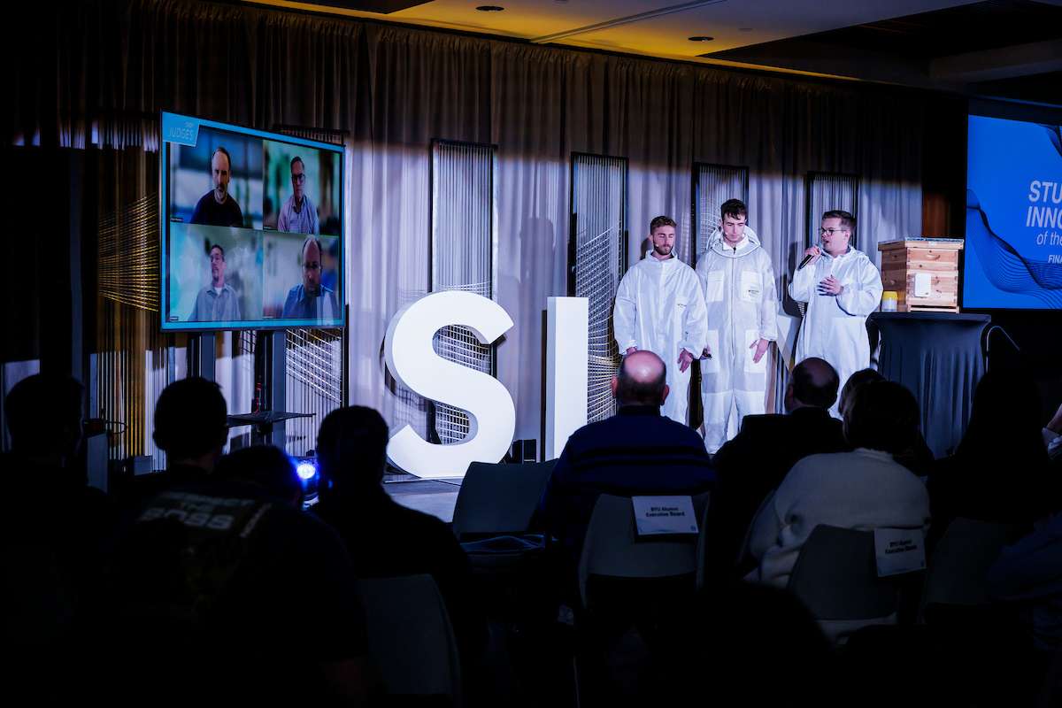 Varroa Tech presents its beehive parasite detector at BYU's Student Innovator of the Year competition on Feb. 27.