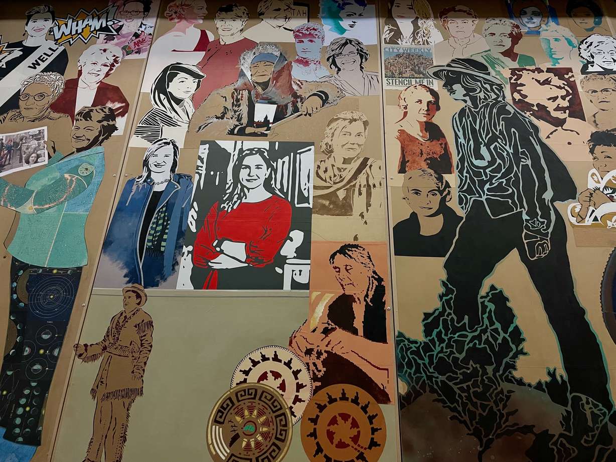 A detail from "Utah Women 2020 Mural," unveiled at Salt Lake Community College's South City Campus in Salt Lake City on Thursday.