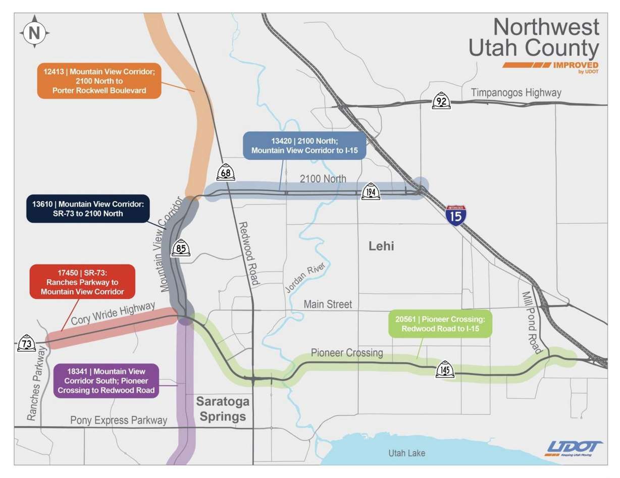 Various UDOT construction projects are planned in northwest Utah County to alleviate traffic and congestion.