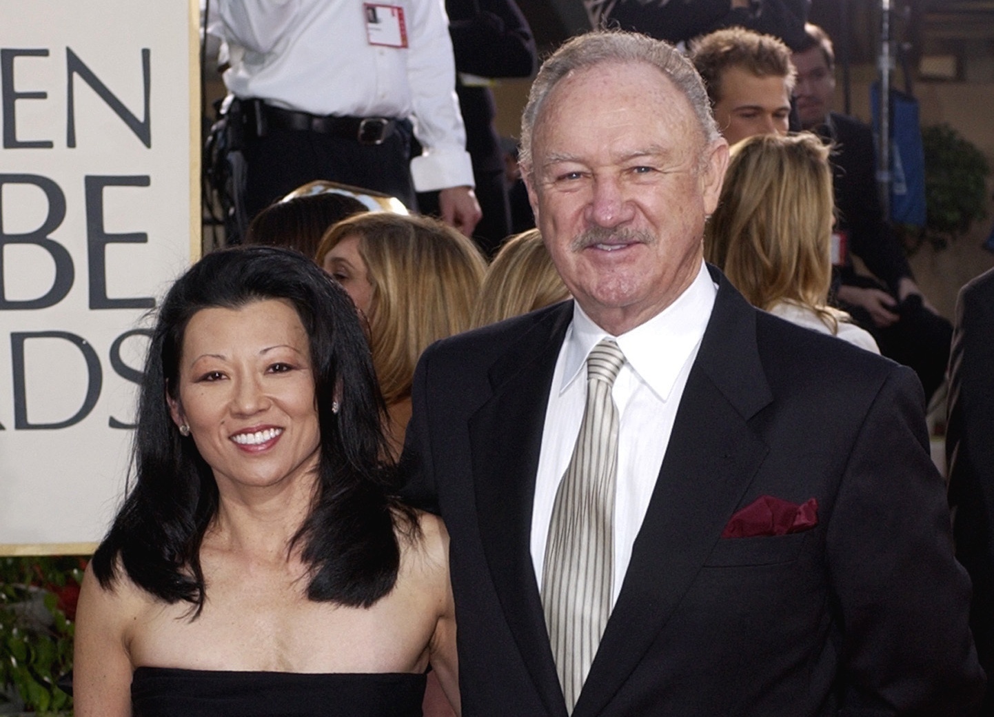 Actor Gene Hackman arrives with his wife, Betsy Arakawa, for the 60th Annual Golden Globe Awards in Beverly Hills, Calif., Jan. 19, 2003.