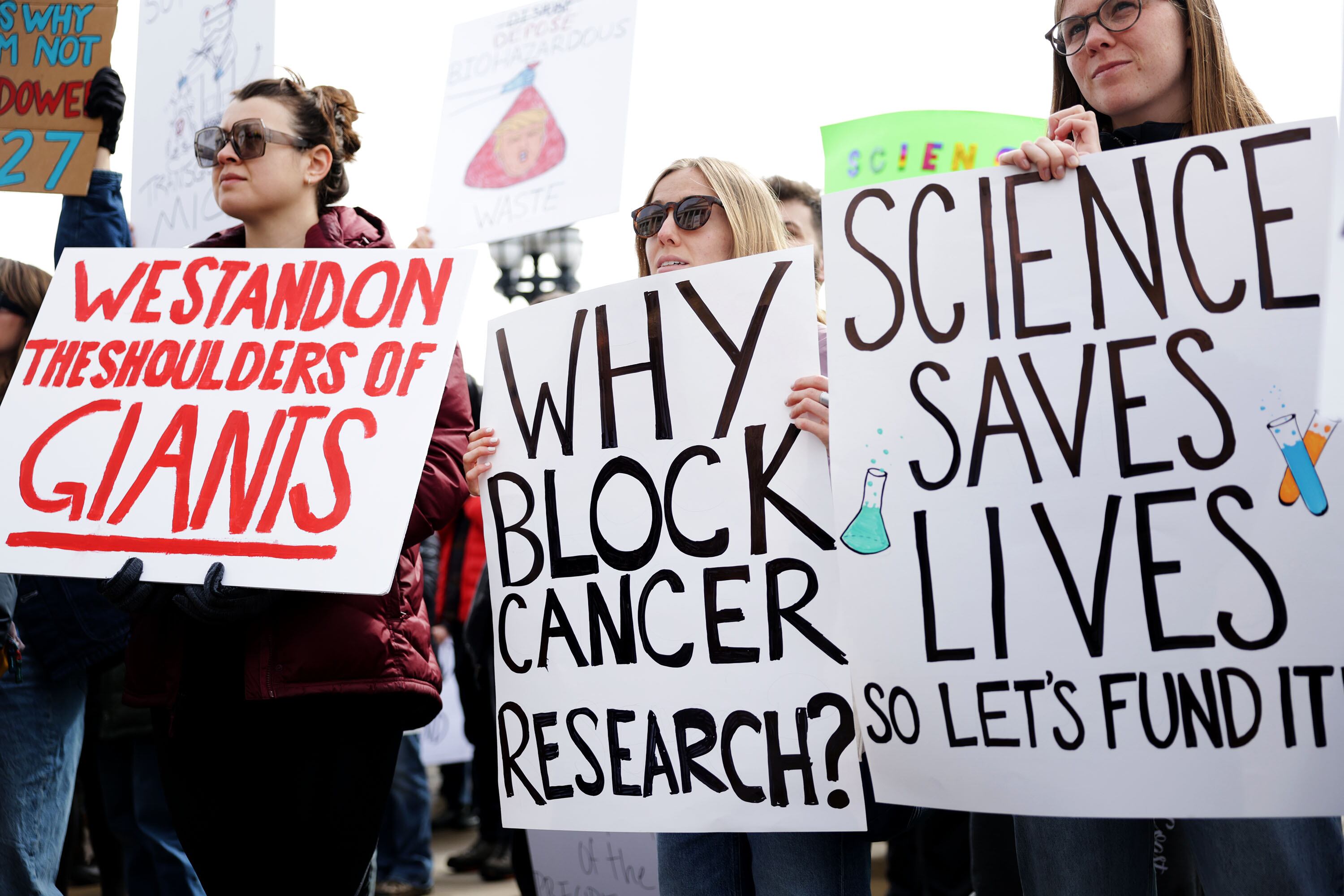 Proponents of American scientific research and enterprise attend a Stand Up for Science rally at the Capitol in Salt Lake City on Friday. The rally — aimed at ensuring that science remains a “driving force for innovation, progress and the well-being of all Utahns” — happened at an uncertain moment for medical research and other scientific endeavors.