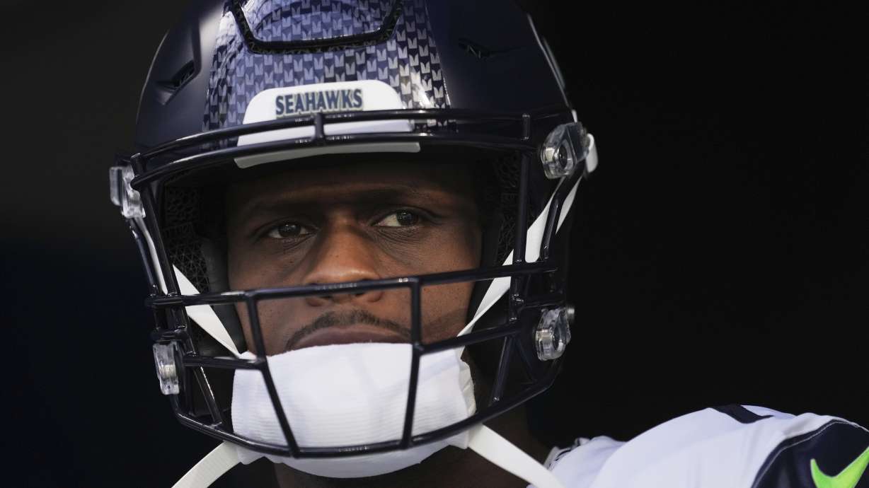 FILE - Seattle Seahawks quarterback Geno Smith prepares to enter the field before an NFL football game against the Los Angeles Rams, on Jan. 5, 2025, in Inglewood, Calif.