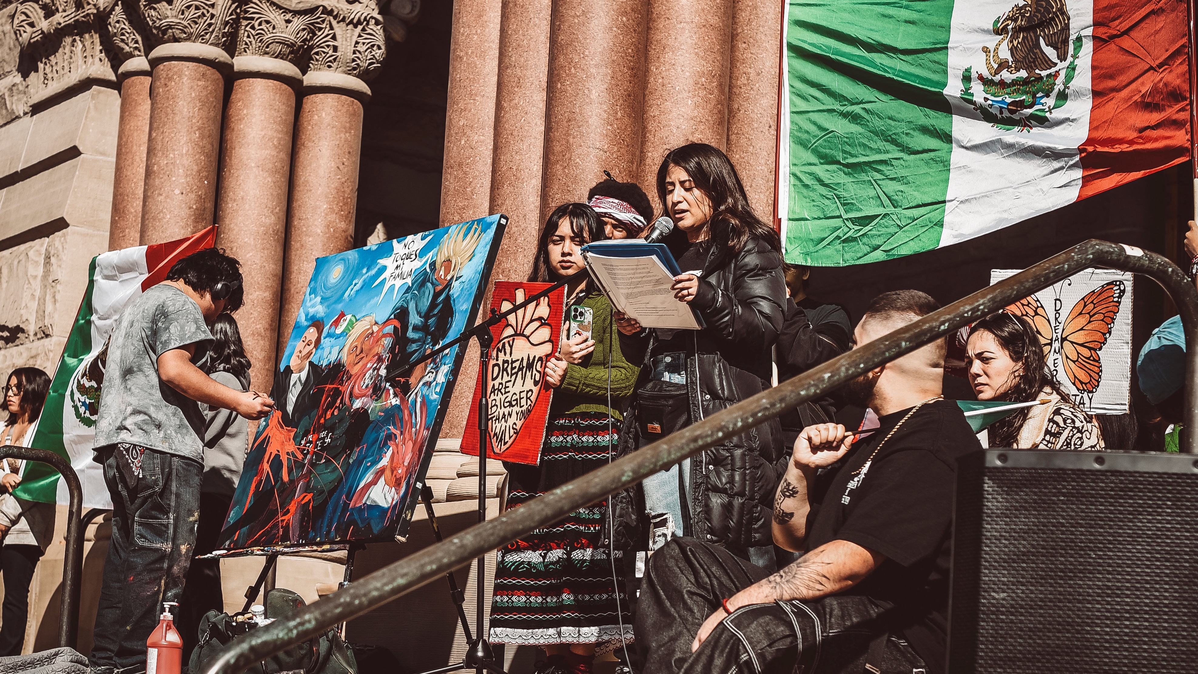 Liliana Bolaños speaks on behalf of immigrants at a demonstration in Salt Lake City on March 1.