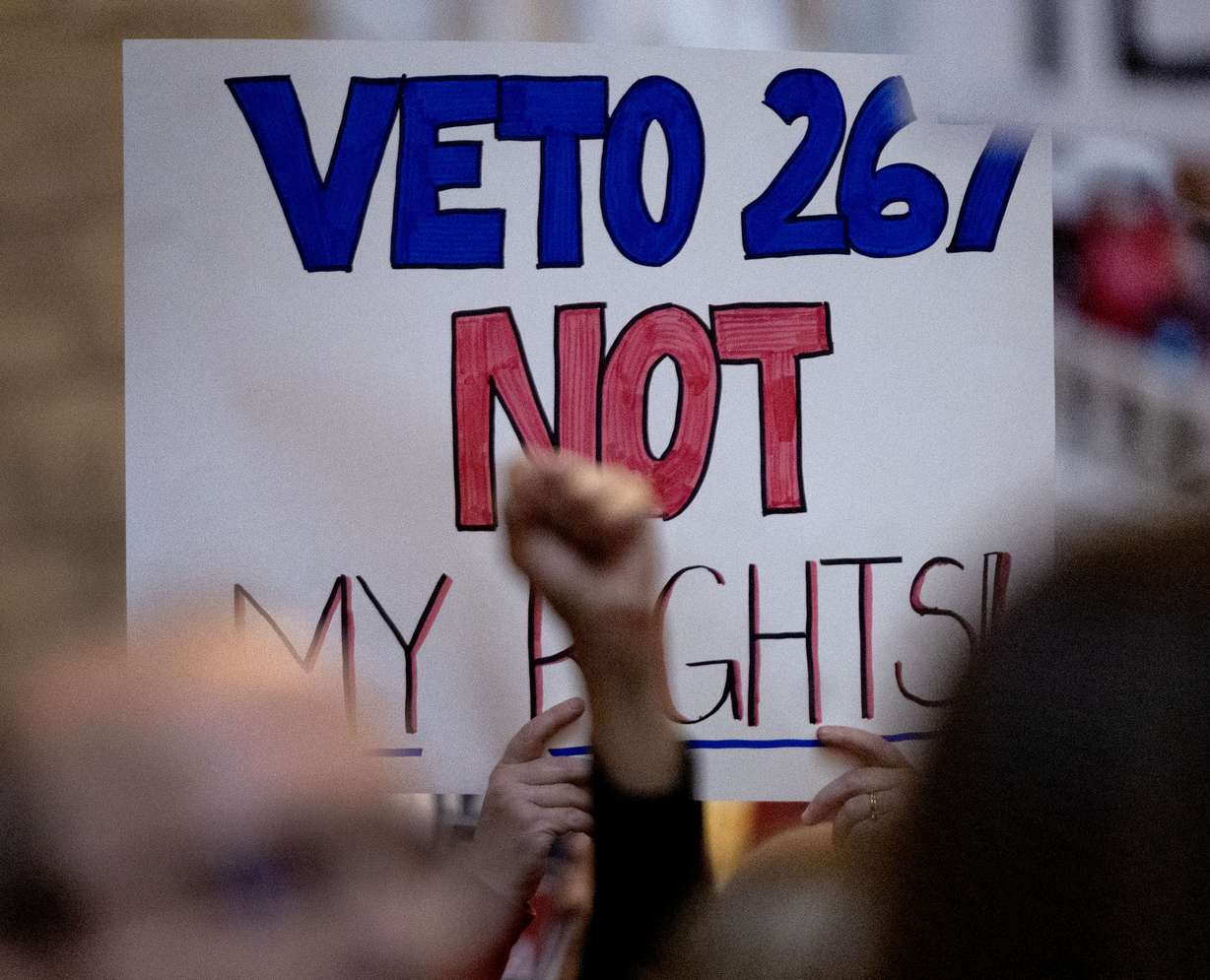 Union members attend a rally at the Capitol in Salt Lake City on Feb. 7.