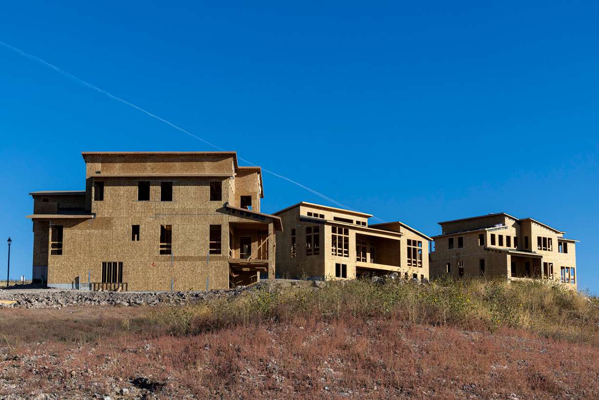 Homes under construction stand in Saratoga Springs on Oct. 2, 2024.