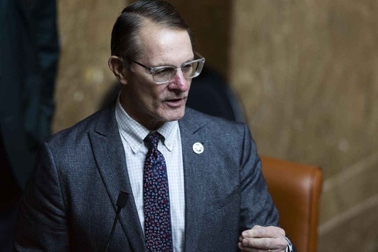 Rep. Ken Ivory, R-West Jordan, presents HB488, which would expand the state’s Federalism Commission and provide more provisions around federalism in the state, while in the House of Representatives, in Salt Lake City on Feb. 21.