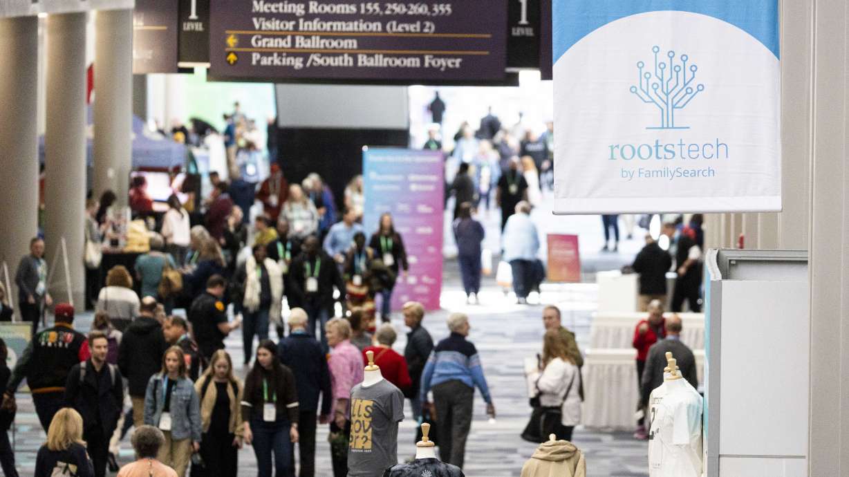 People attend RootsTech at the Salt Palace Convention Center in Salt Lake City on March 8. Remodeling of the Salt Palace is expected to begin in 2027, but tourism officials say they're working to keep conventions going throughout construction.