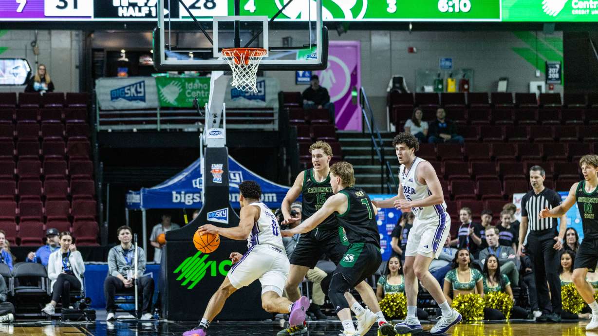 Weber State battles it out on the court against Sacramento State in the first round of the Big Sky Tournament.