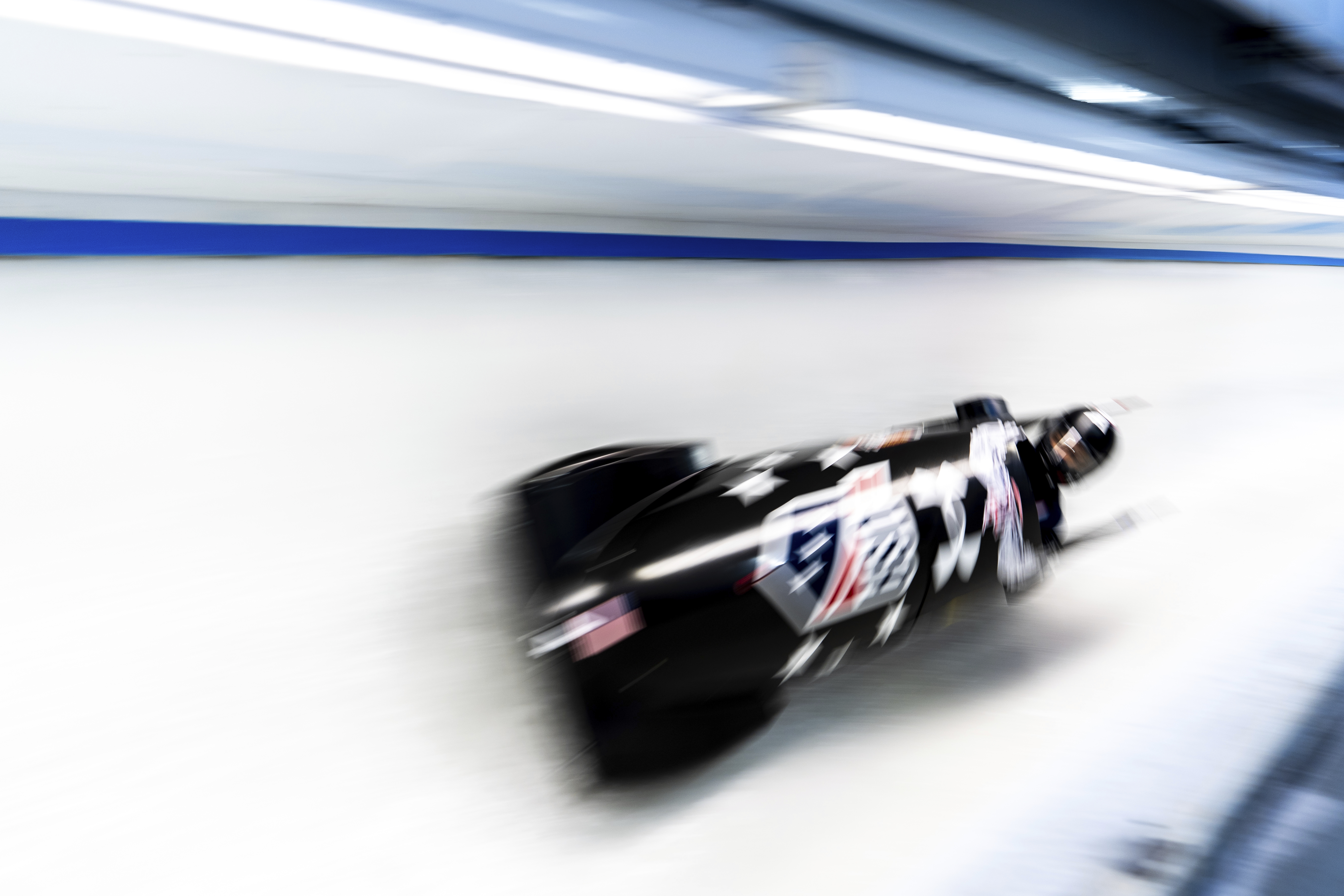 Kaysha Love, of the United States, takes a curve during her second run in the women's monobob at the bobsledding world championships, Saturday, March 8, 2025, in Lake Placid, N.Y. 