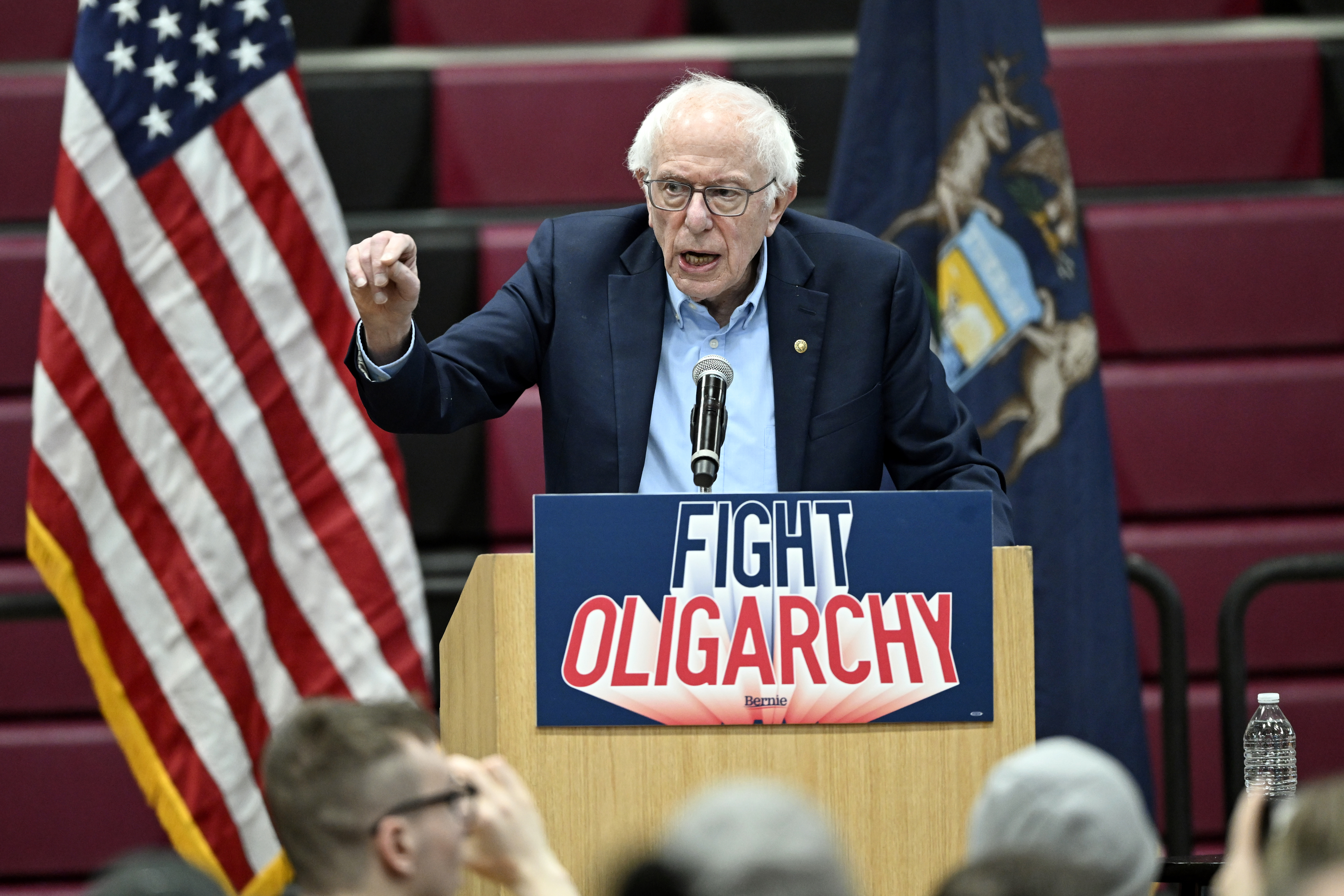 Sen. Bernie Sanders, I-Vermont, speaks during a "Fighting Oligarchy: Where We Go From Here" event March 8 at Lincoln High School in Warren, Michigan. Sanders will hold a rally in Salt Lake City on Sunday, April 13.