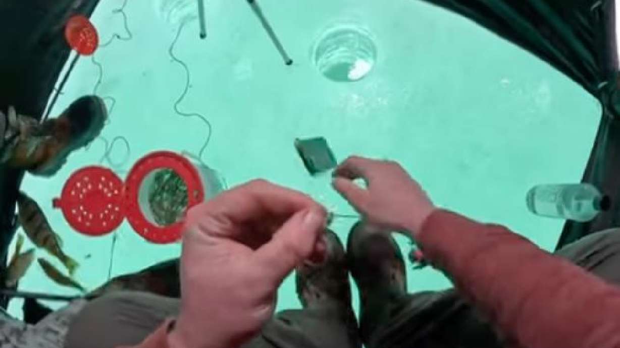 Two ice fishermen succumb to dumb luck in this Feb. 9 video from Wayne County, Michigan.