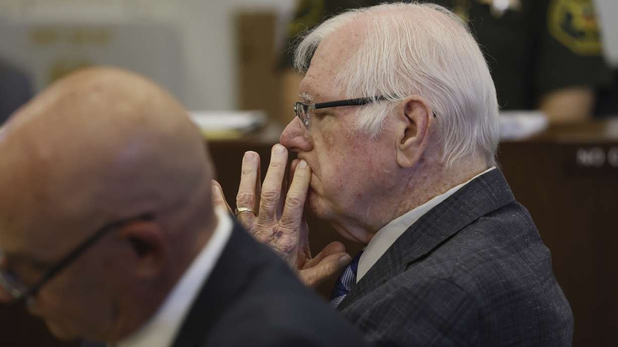 Judge Jeffrey Ferguson listens during his trial at the Santa Ana Central Justice Center, Feb. 26 in Santa Ana, Calif. The case of a Southern California judge charged with murder in his wife's fatal shooting has ended in a mistrial.