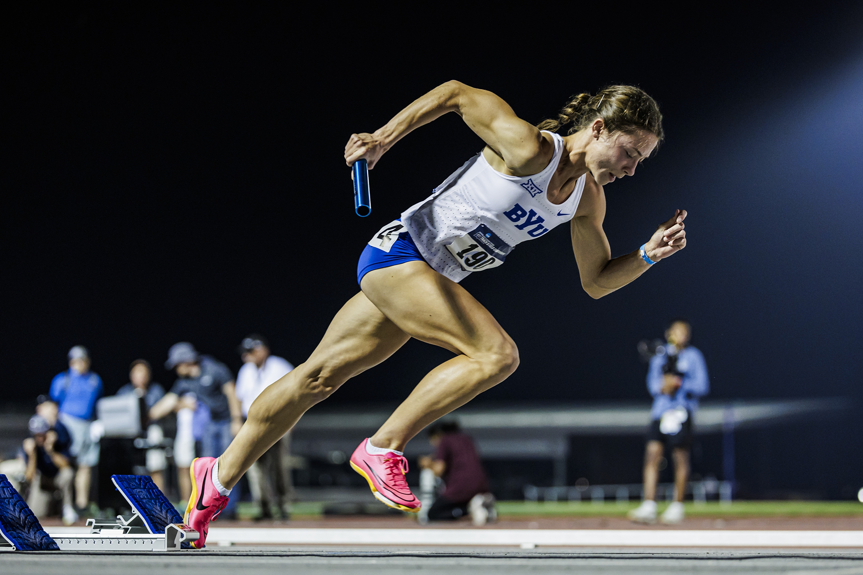 BYU's Sami Oblad competes in the NCAA West Prelims at Fayetteville, Arkansas, May 25, 2024. Now healthy, Oblad has become a rising star for the Cougars track team this season.