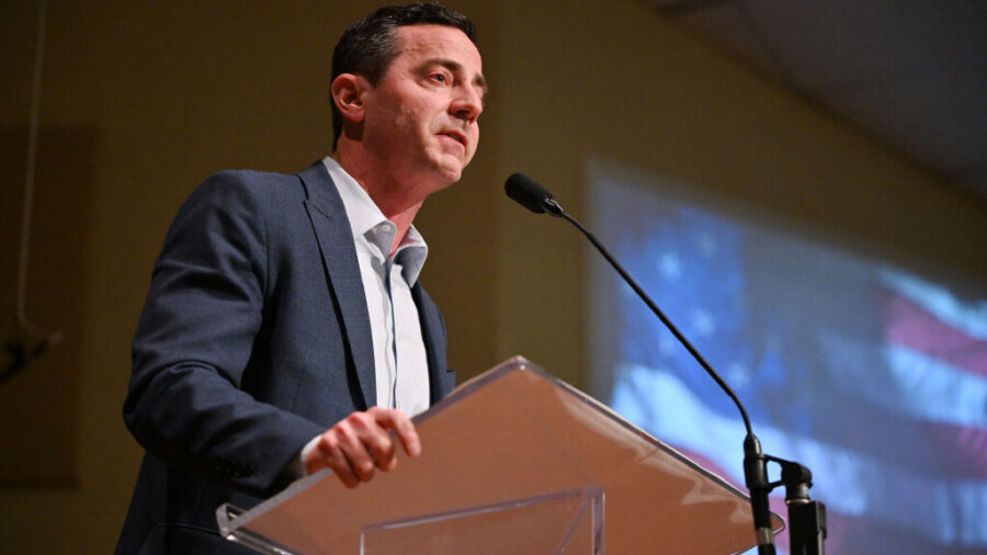 Riverton Mayor Trent Staggs talks during an election event for his U.S. Senate run in Layton at Faith Baptist Church on March 15, 2024. Staggs announced Tuesday he would not run for reelection.