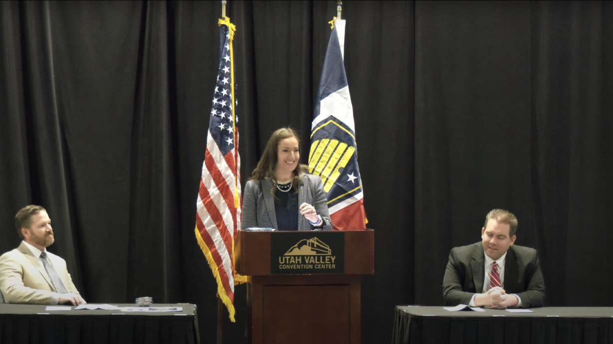 Utah County Commissioner Amelia Powers Gardner speaks during the county's annual State of the County address Tuesday.