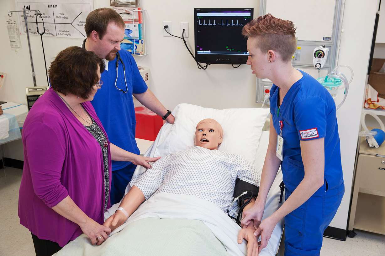 Ameritech College of Healthcare’s nursing program utilizes a complex human patient simulator to enhance clinical and critical thinking skills. The college has about 360 students currently enrolled in classes and expects to grow to about 450 to help address a coming nursing shortage.
