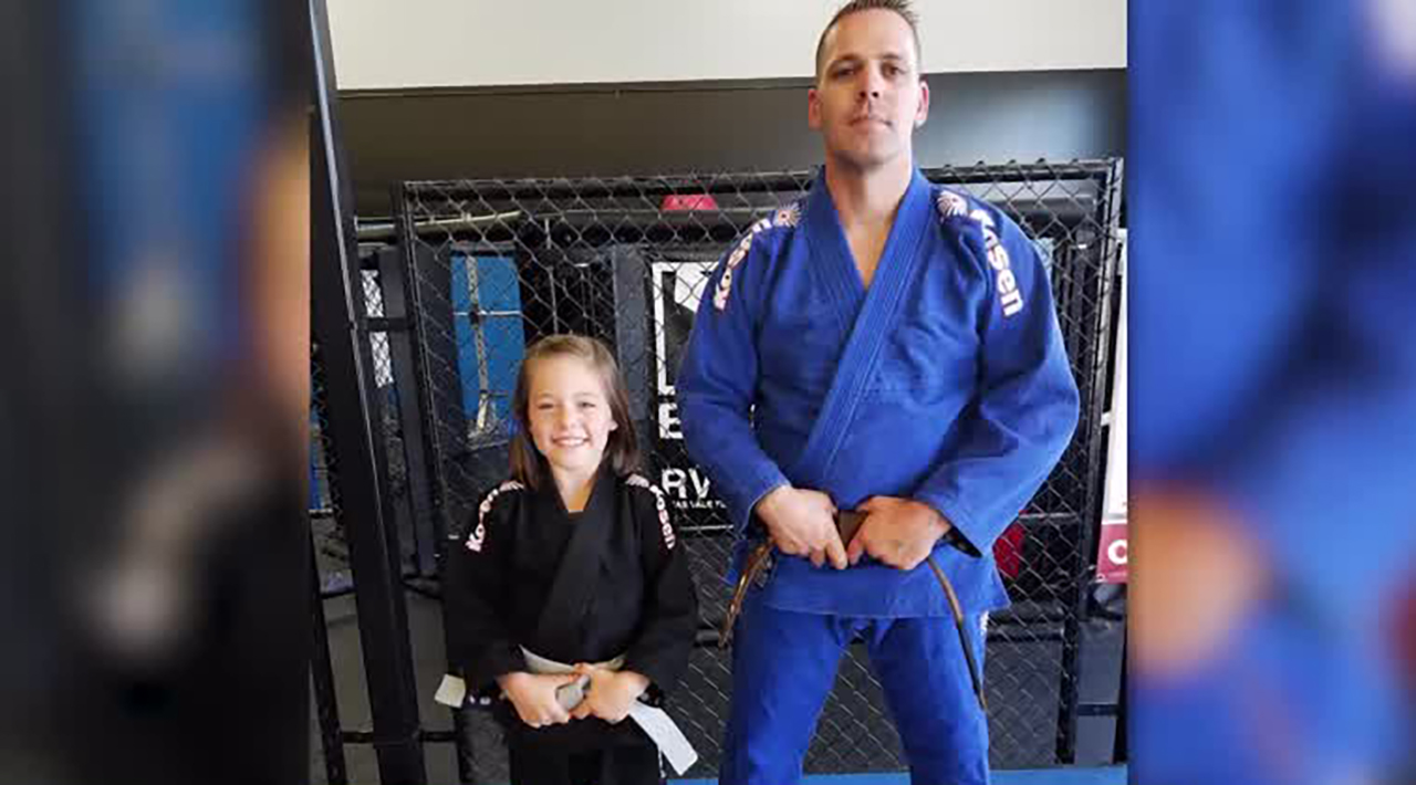 Alexandra Gates, at a young age, with her father, Andy Gates. He taught judo jujitsu, and Alexandra was captivated by the sport.