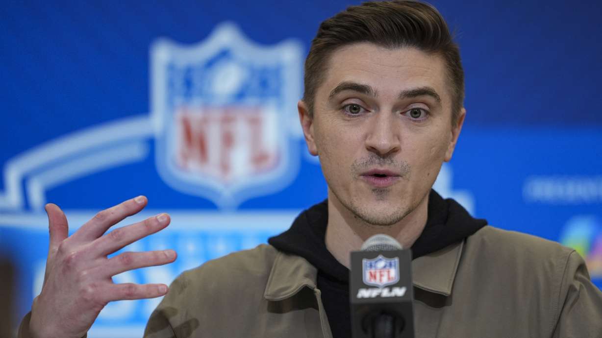Jacksonville Jaguars general manager James Gladstone speaks during a press conference at the NFL football scouting combine in Indianapolis, Tuesday, Feb. 25, 2025.