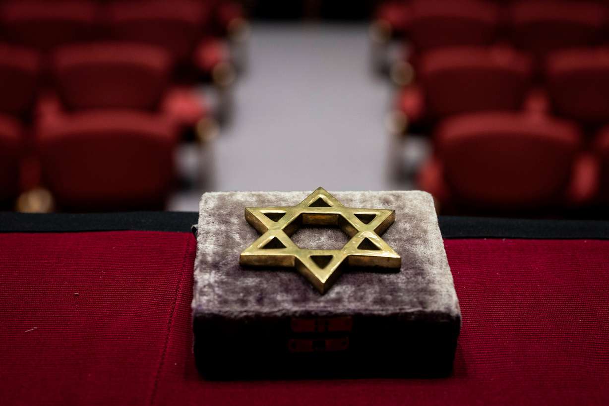 A Magen David, also known as the Star of David, is displayed on the lectern inside the sanctuary at Congregation Kol Ami in Salt Lake City on, Feb. 28.