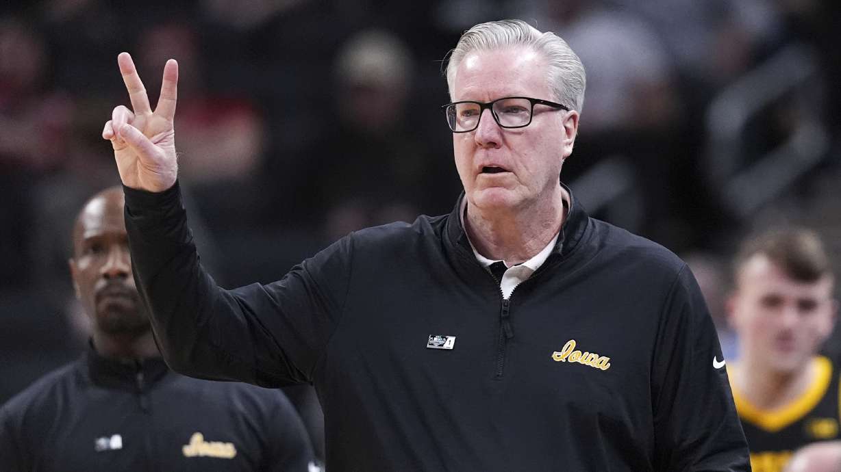 Iowa head coach Fran McCaffery watches against the Ohio State during the second half of an NCAA college basketball game in the first round of the Big Ten Conference tournament in Indianapolis, Wednesday, March 12, 2025.