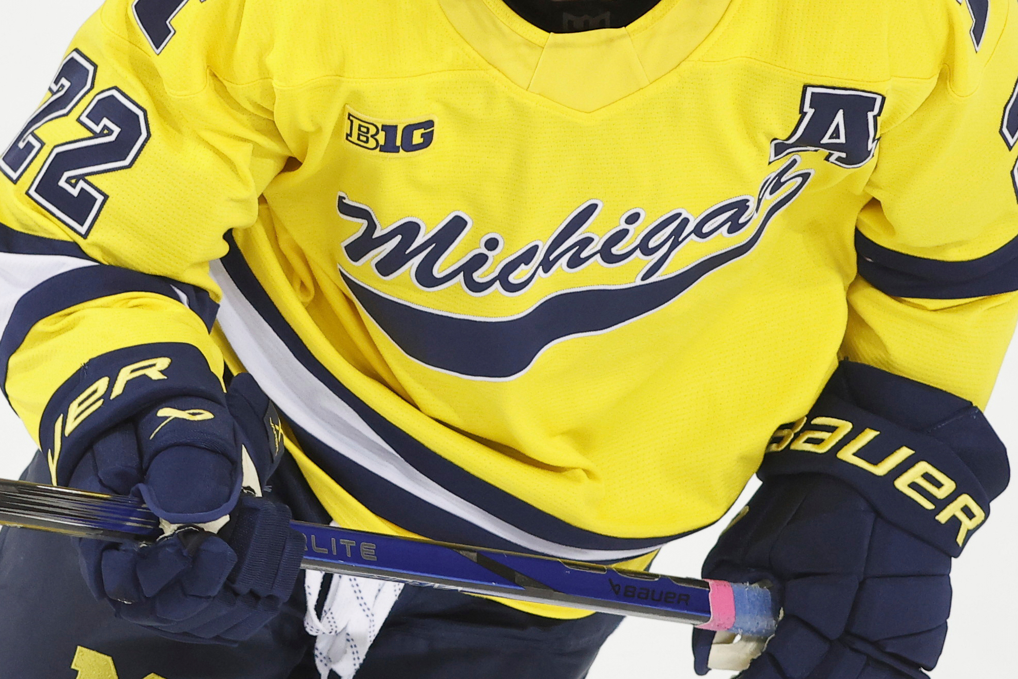 A Michigan hockey player skates during an NCAA college hockey game on Saturday, Nov. 9, 2024, in Ann Arbor, Mich.