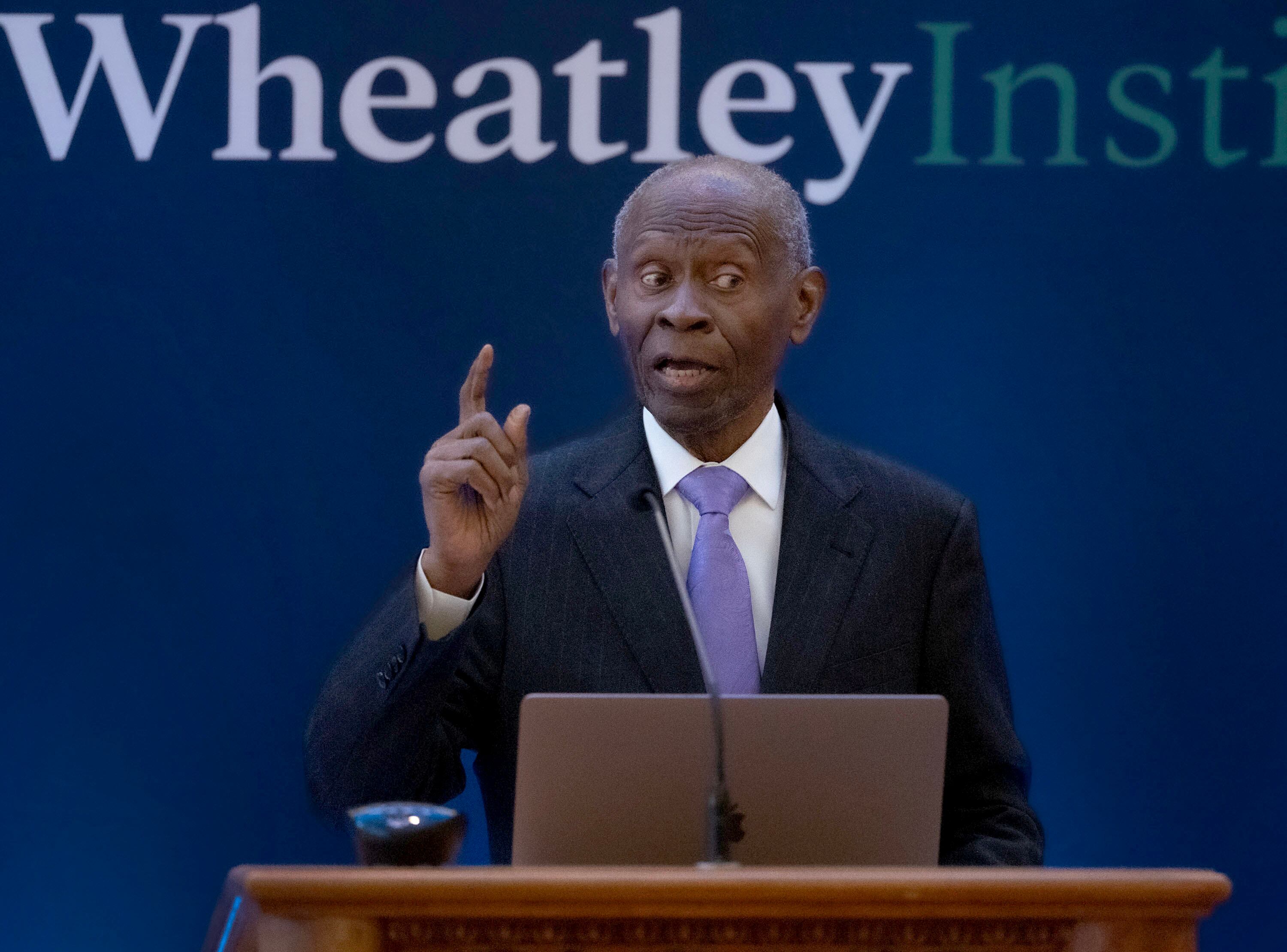 Dr. Lawrence E. Carter gives an address on peace, nonviolence and human rights at BYU’s Wheatley Institute in Provo on Thursday.