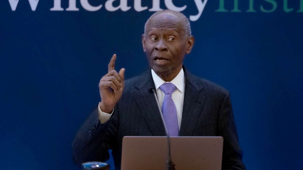 Dr. Lawrence E. Carter gives an address on peace, nonviolence and human rights at BYU’s Wheatley Institute in Provo on Thursday.