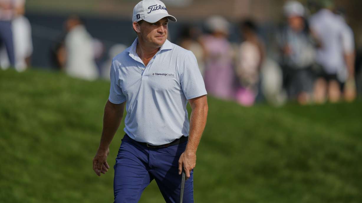 Bud Cauley looks over the 18th green during the third round of The Players Championship golf tournament Saturday, March 15, 2025, in Ponte Vedra Beach, Fla.
