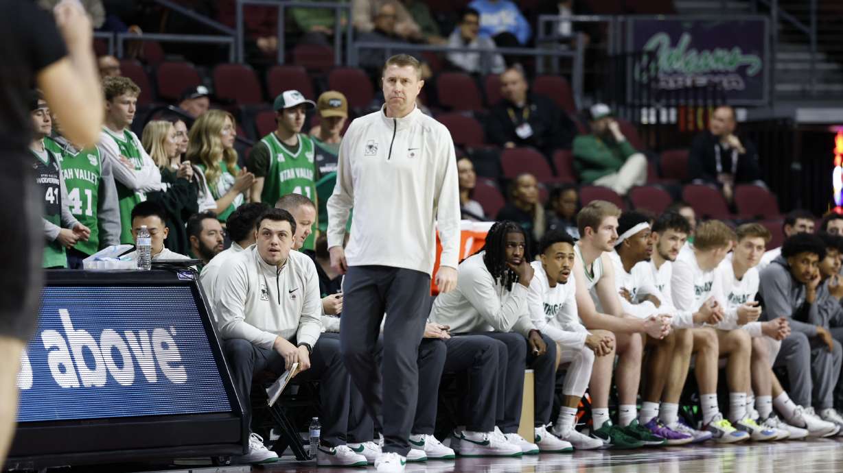 Head coach Todd Phillips looks on as his team battles in the WAC Tournament.