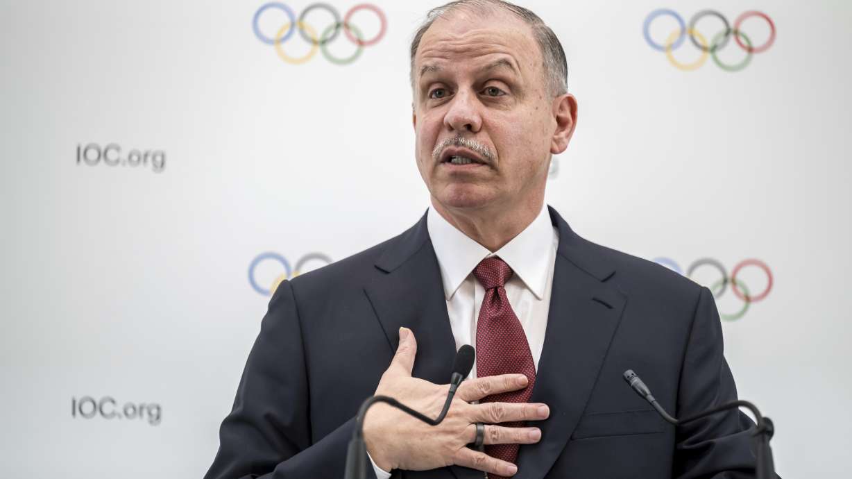 FILE - Candidate to the presidency of the International Olympic Committee (IOC) Prince Feisal Al-Hussein speaks during a press conference following a presentation before their fellow IOC members in Lausanne, Switzerland, Thursday, Jan 30, 2025