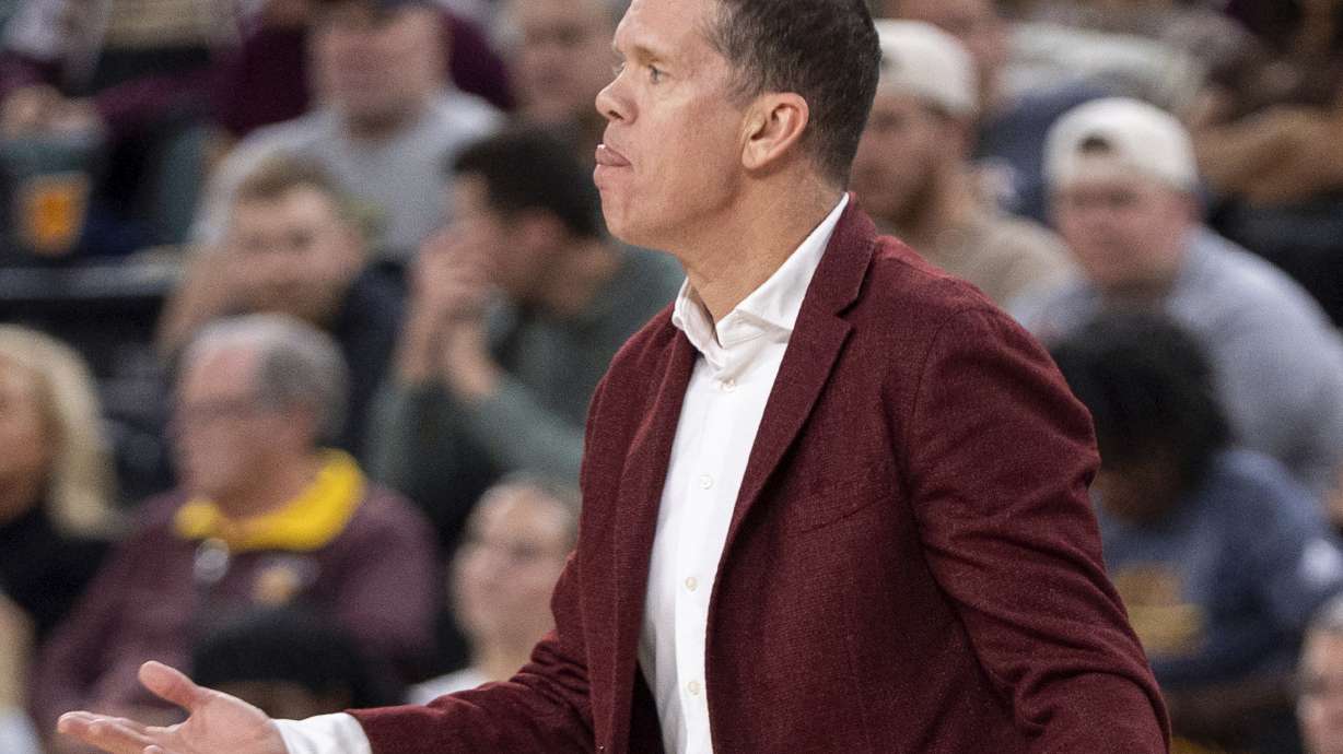 FILE - Iona head coach Tobin Anderson reacts during the NCAA college basketball game in the championship of the Metro Atlantic Athletic Conference tournament against Mount St. Mary's, Saturday, March 15, 2025, in Atlantic City, N.J.