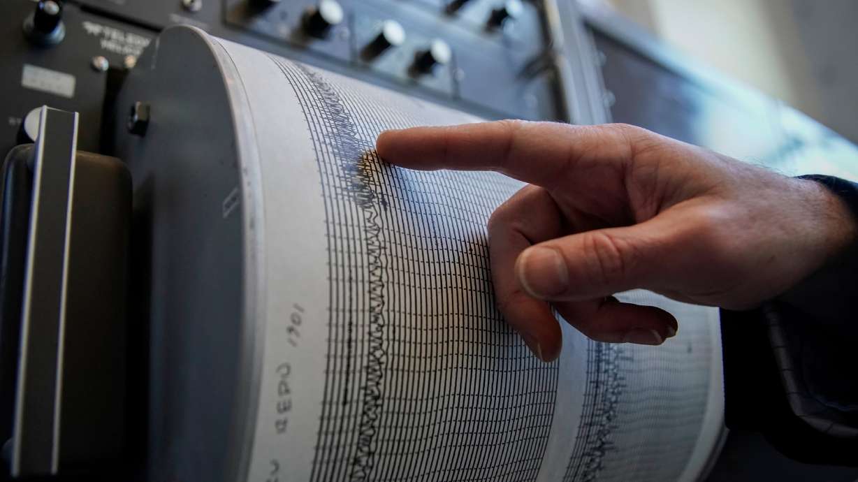 Dr. Keith Koper, director of University of Utah Seismograph Stations, shows an earthquake pattern from a seismometer in Salt Lake City on Jan. 28, 2022. A 3.6-magnitude earthquake struck near West Valley City on Friday at 6:32 p.m.