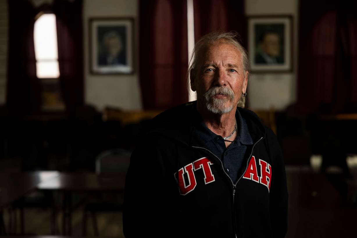 Lance, who has been sober for 32 years with the help of Alcoholics Anonymous, poses for a portrait in a meeting room used for AA meetings at the Alano Club in Murray on March 4. Lance says that AA has taught him that it doesn’t matter what anyone else thinks of you and that you just need to take life one day at a time.