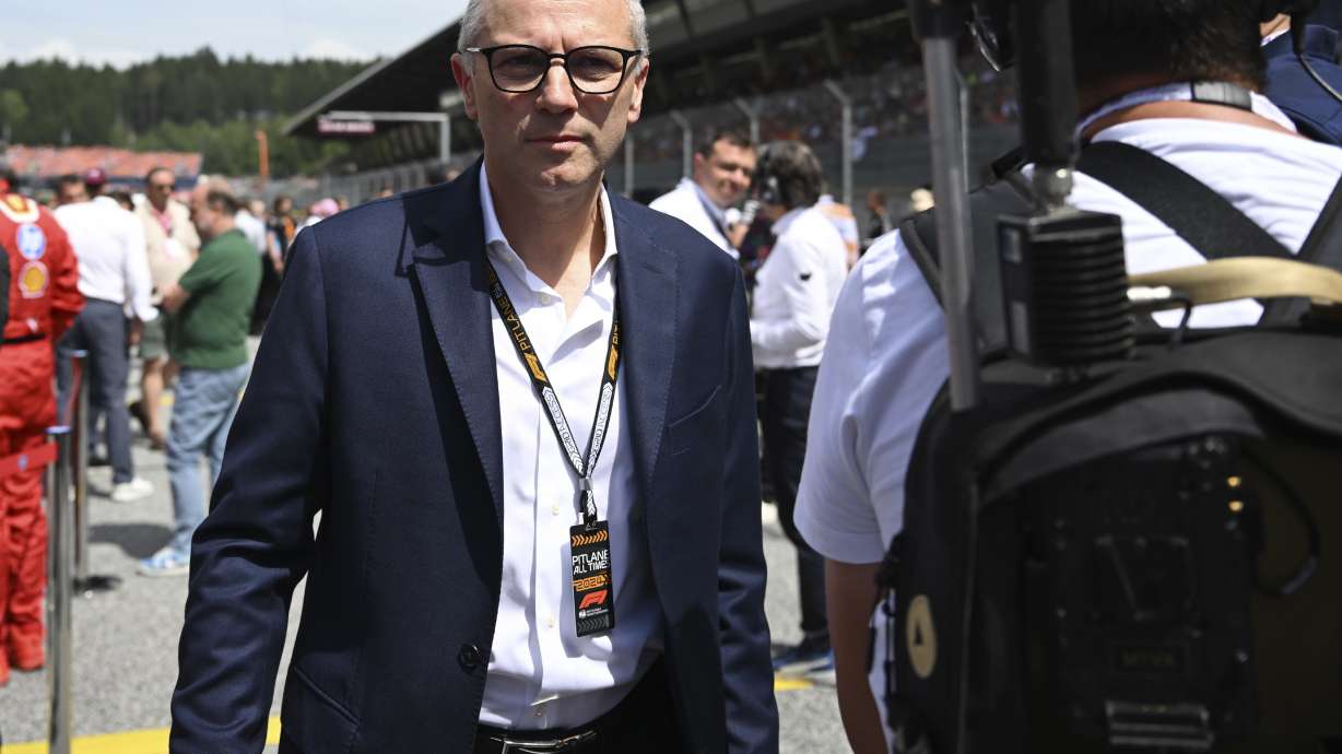 FILE - Formula One President Stefano Domenicali before the start of the Austrian Formula One Grand Prix race at the Red Bull Ring racetrack in Spielberg, Austria, June 30, 2024.