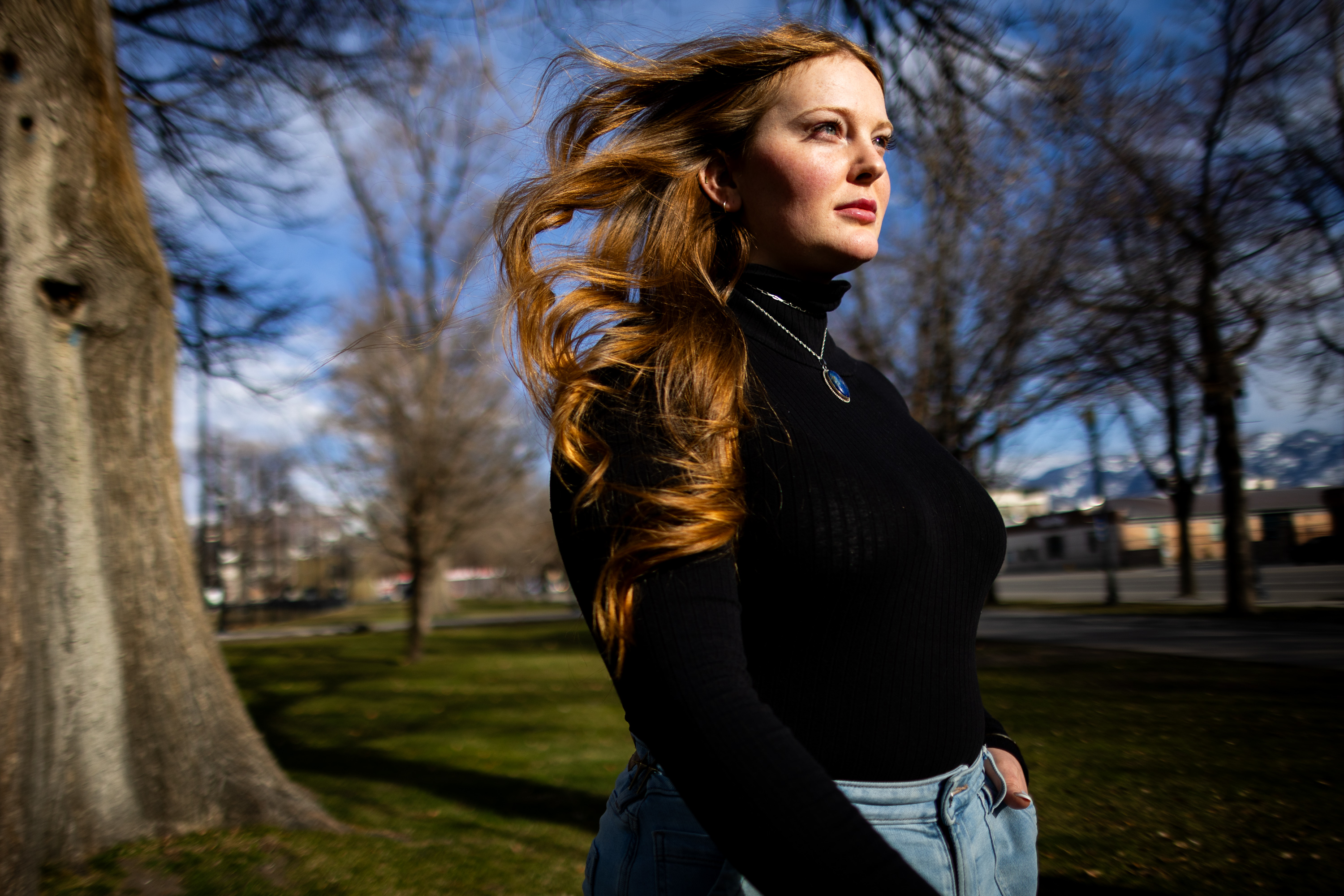 Celeste Myers poses at Pioneer Park in Salt Lake City on March 2.