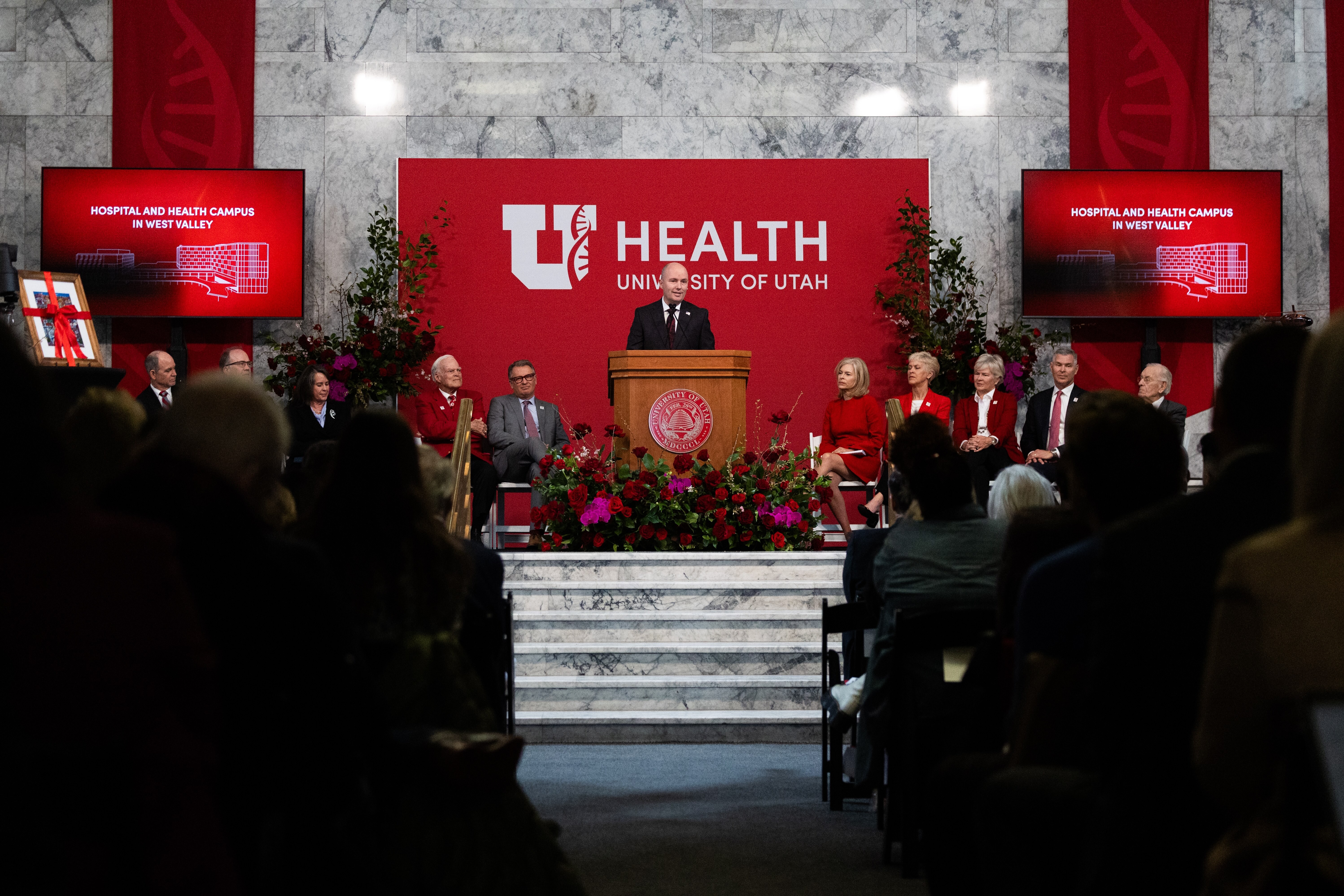 Gov. Spencer Cox speaks at a press conference announcing the University of Utah Hospitals and Health is being given $75 from the Eccles Foundation to establish a West Valley Health Campus.