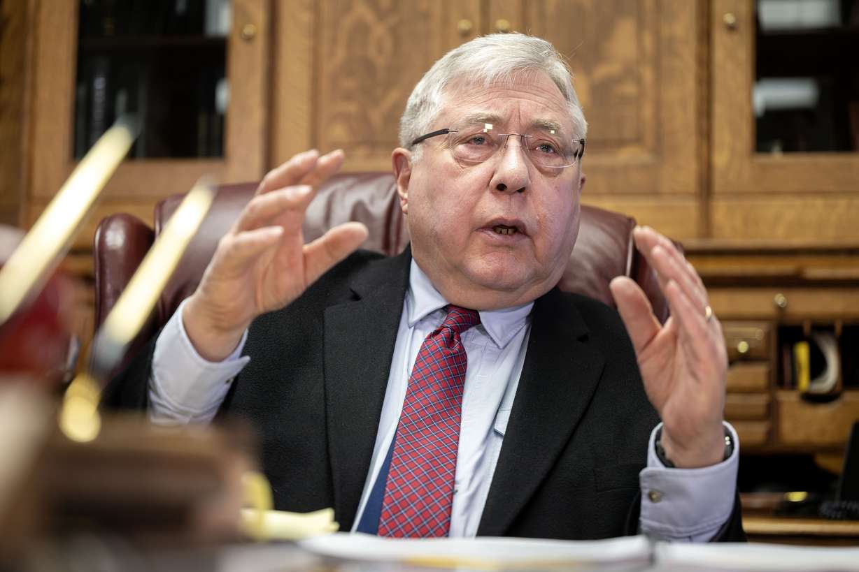 Attorney Robert B. Sykes holds a press conference at his firm's office in Salt Lake City announcing that his office will be filing a complaint against Matt Lowe, a developer; Fruit Heights; and the state of Utah, on Tuesday.