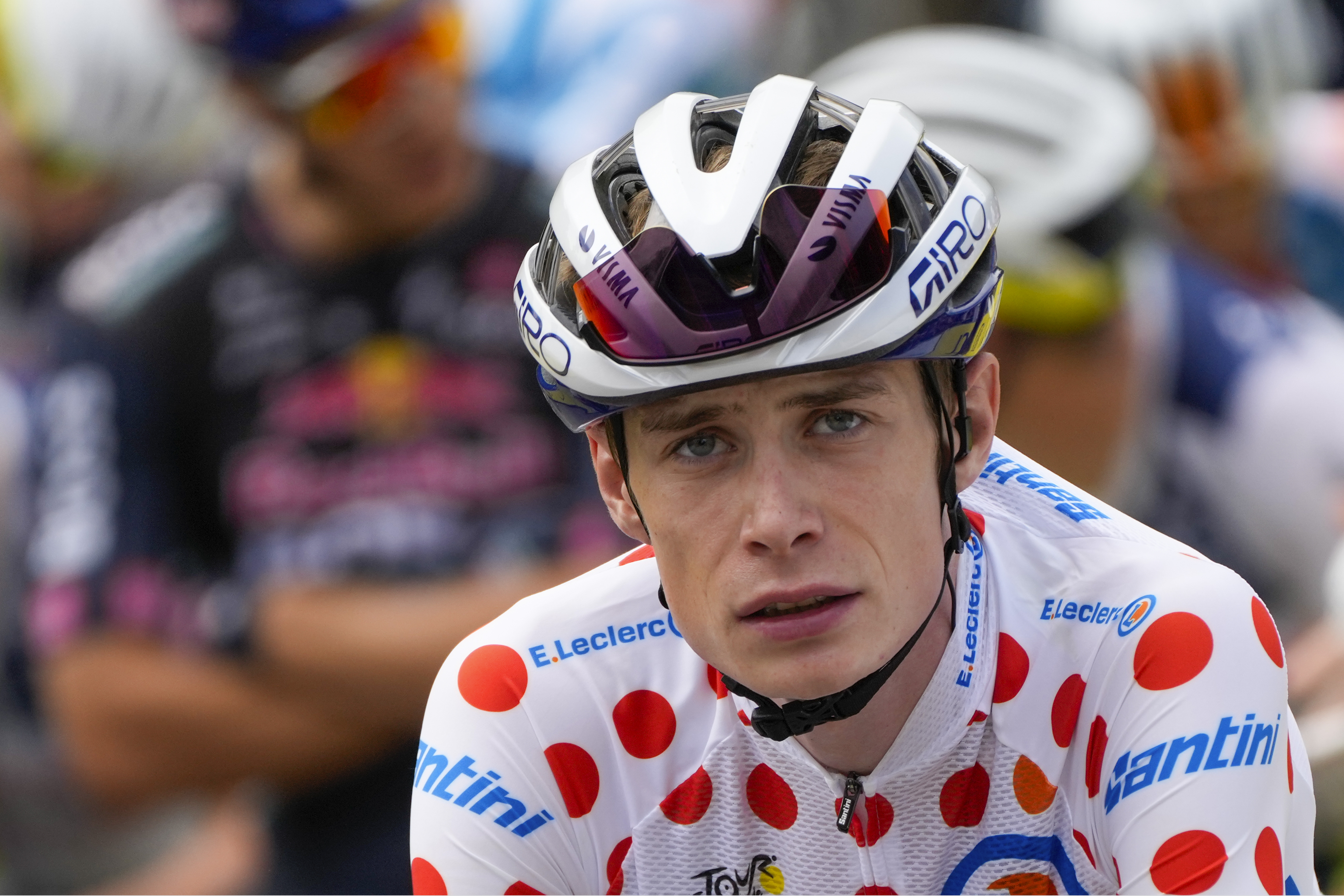 FILE - Denmark's Jonas Vingegaard waits for the start of the nineteenth stage of the Tour de France cycling race over 144.6 kilometers (89.9 miles) with start in Embrun and finish in Isola 2000, France, Friday, July 19, 2024.