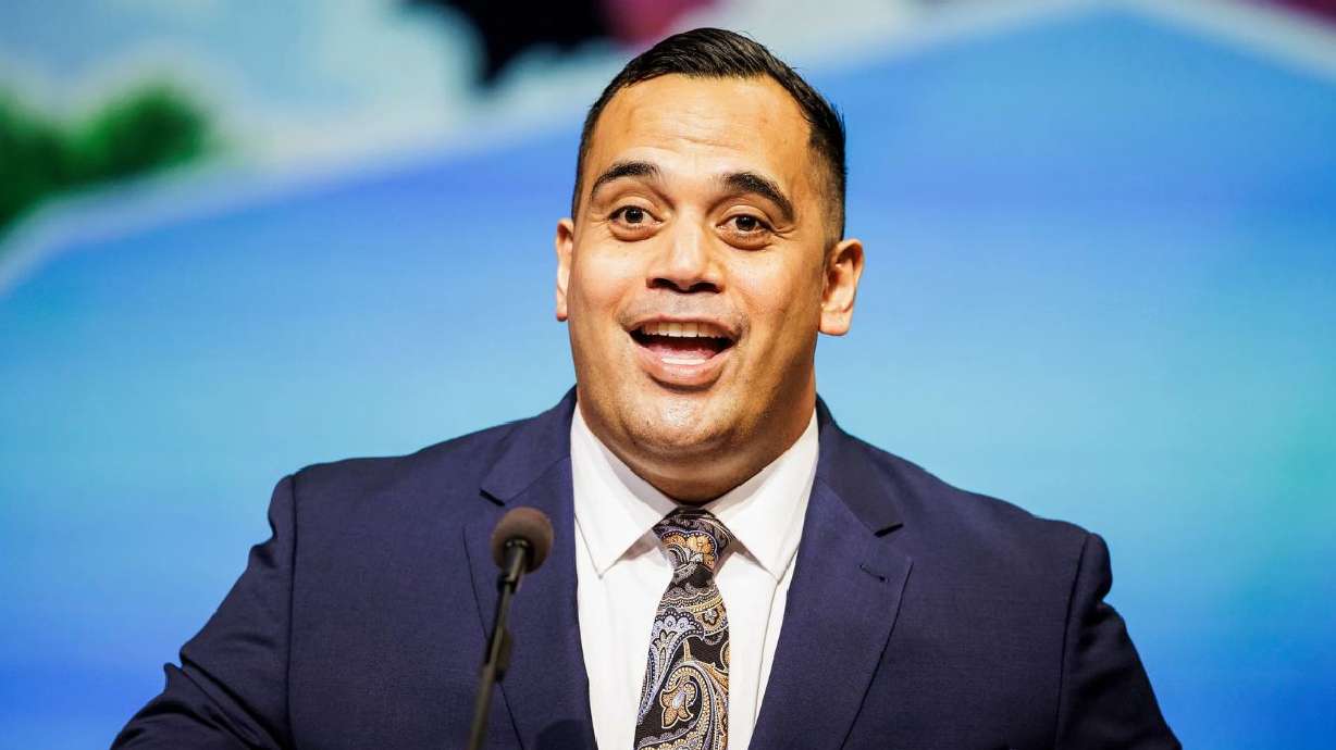 Brother Gabriel Reid, second counselor in the Sunday School General Presidency of The Church of Jesus Christ of Latter-day Saints, delivers the BYU campus devotional at the Marriott Center in Provo on Tuesday.