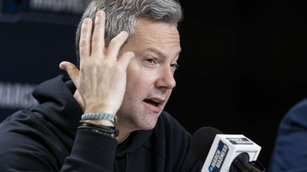 Virginia Commonwealth Rams head coach Ryan Odom speaks during a press conference held at Ball Arena in Denver, Colo., on Wednesday, March 19, 2025.